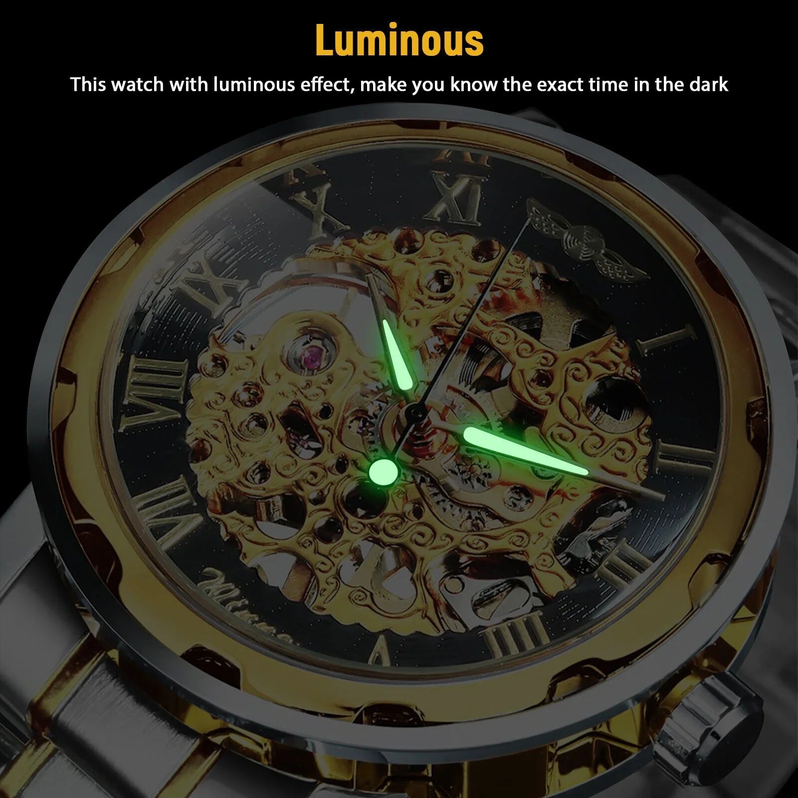 Men's Luxury Watch Waterproof Stainless Steel Automatic Mechanical Wristwatch US