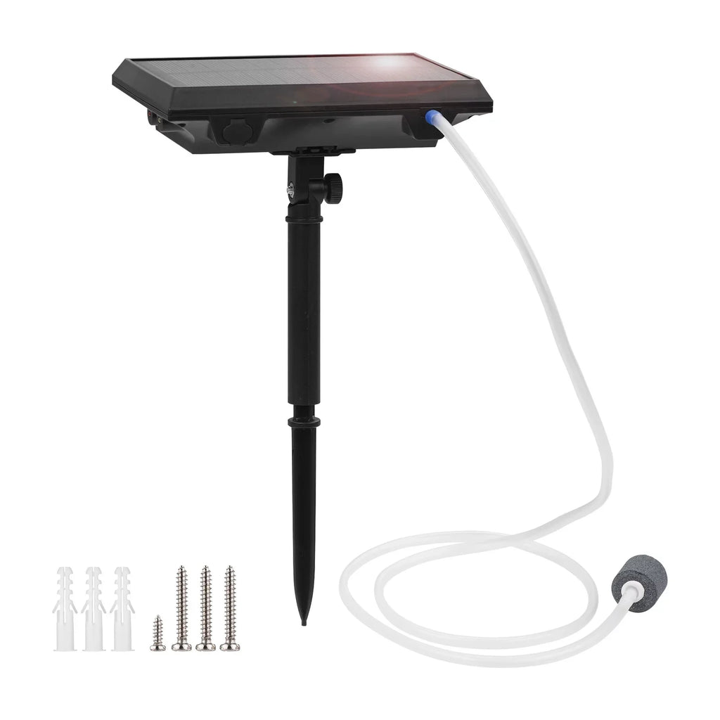 moobody 5.5V 1.5W Solar Air Pump Fish Tank Oxygenator with Aquarium Pipe & Air Bubble Stone Pond Oxygen Pump Aerator Rechargeable for Fishing Fish Tranportation Small Ponds Pools Water CircuLatitudeion