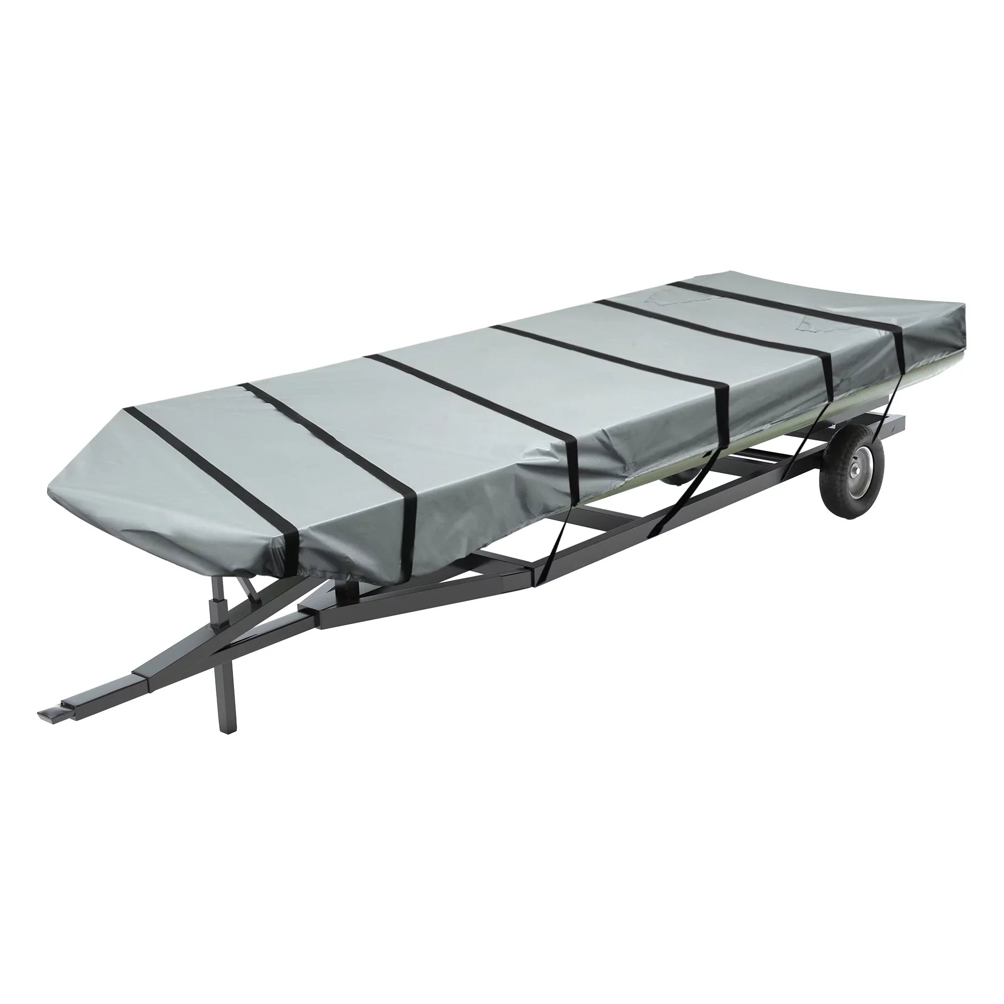 Unique Bargains 1 Set 12"-14"x56" Jon Boat Cover 210D Polyester Air Vents Waterproof Sunshine Resist Boat Cover Gray