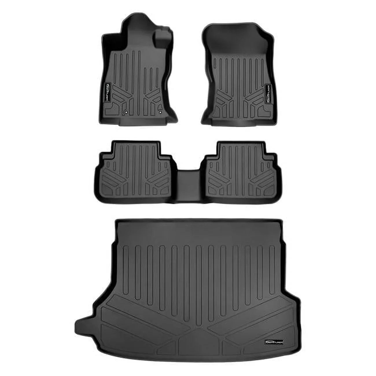 SA0452-B0452-D0452 Custom Fit 2 Rows Floor Mats & Cargo Liner Set - Fits Without Subwoofer for 2019-2021 Subaru Forester, Black