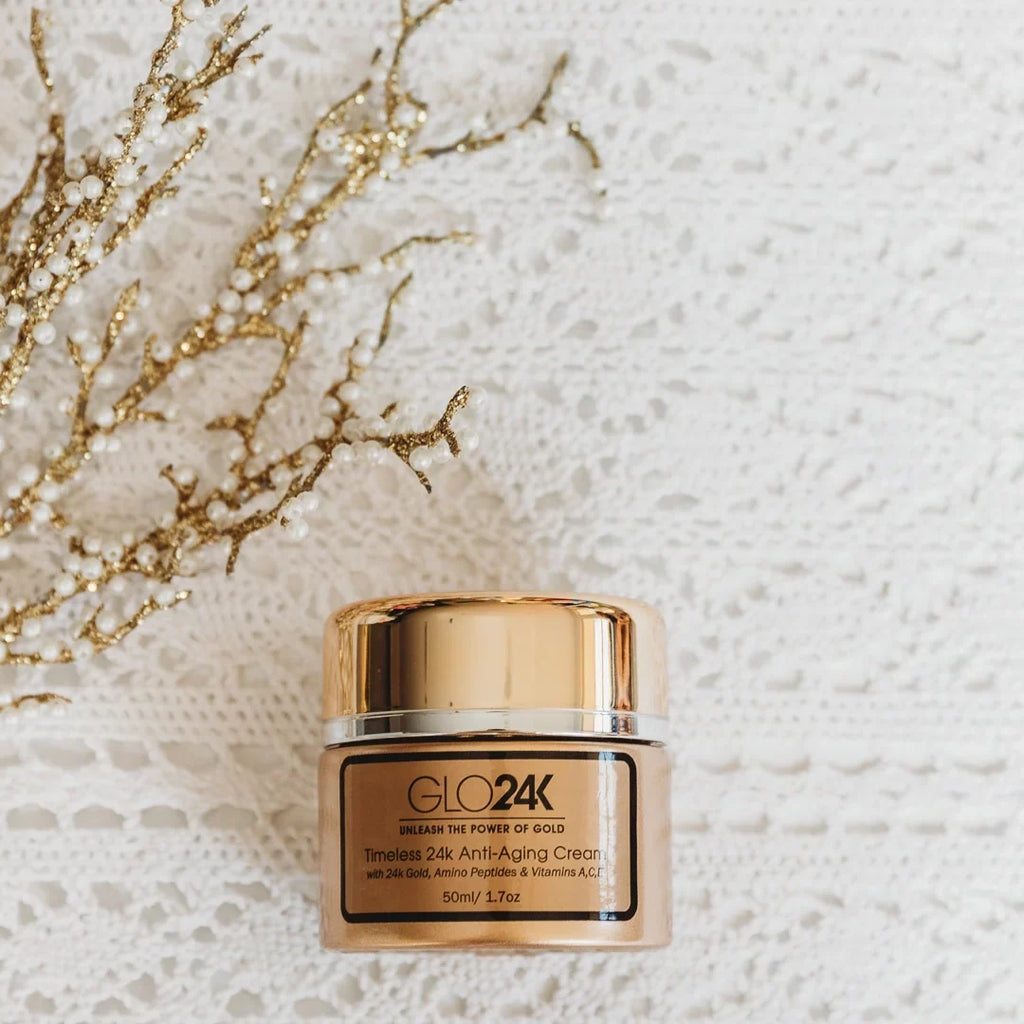 GLO24K 24k Gold Anti-Aging Cream with Vitamins, Hyaluronic Acid, Retinol