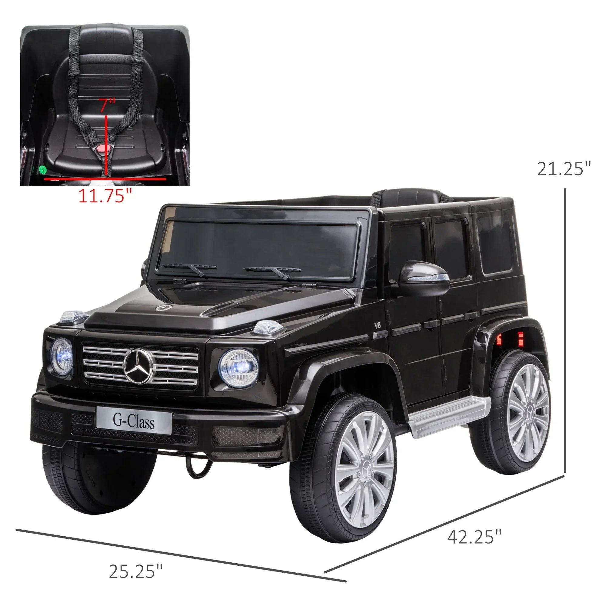Aosom 12 V Mercedes Benz G500 Powered Ride-On with Remote Control, Bright Headlights, & Working Suspension