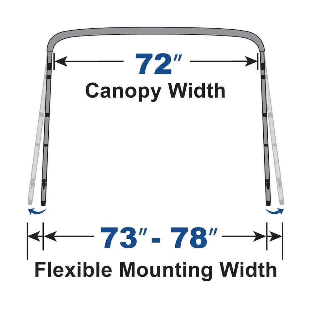 New Bimini Top Boat Cover 4 Bow 46" H 73" - 78" W 8 Foot Navy Blue