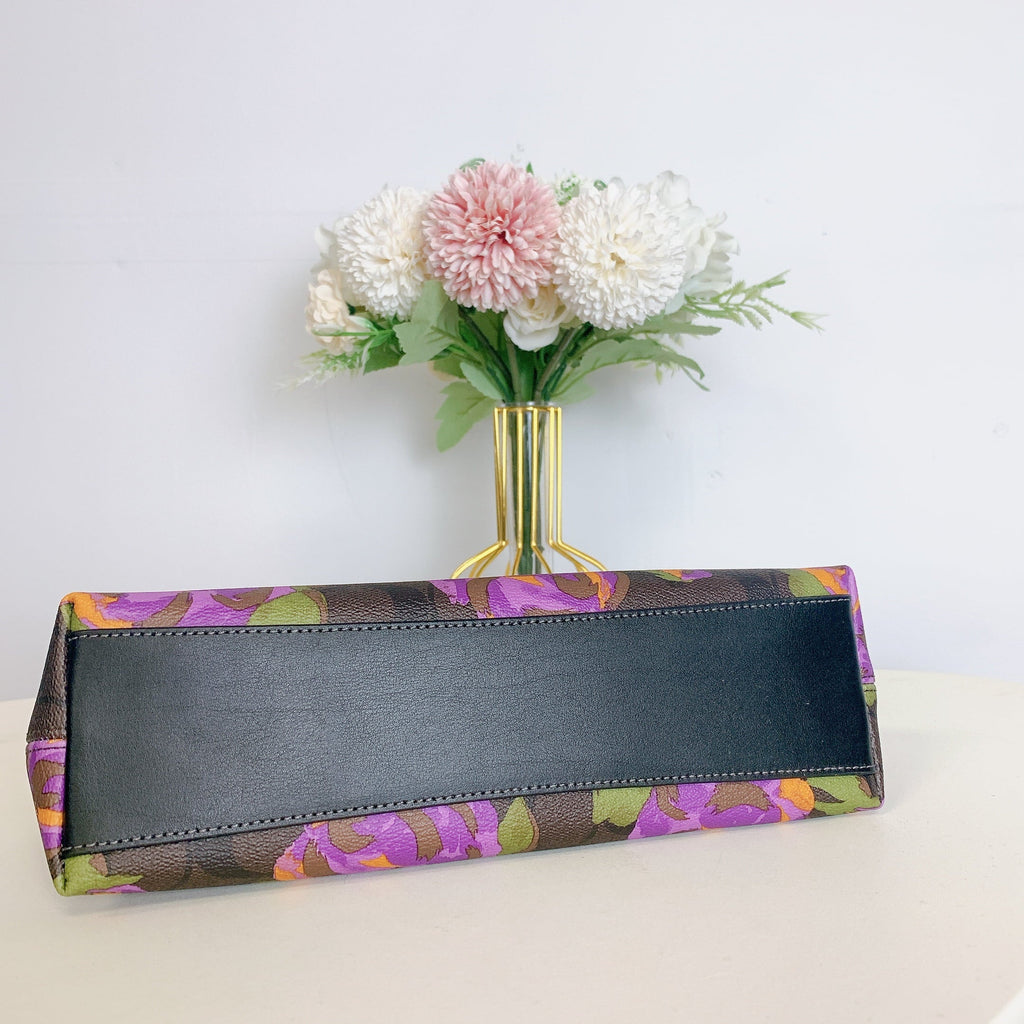 Coach CL406 Charlotte Shoulder Bag In Signature Canvas With Rose Print IN Brown Iris Multi