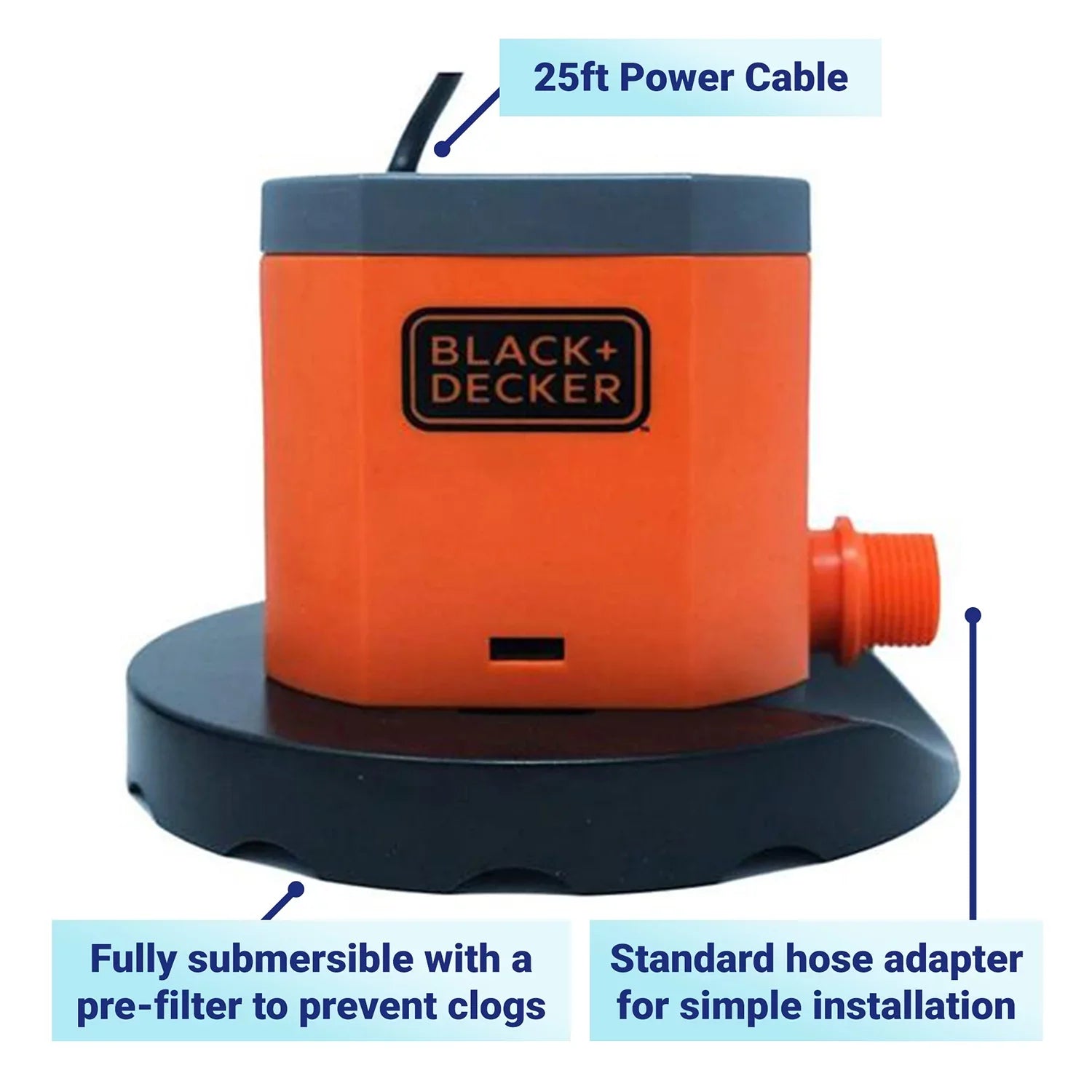 Black+Decker 800 GPH Submersible Pool Cover Pump