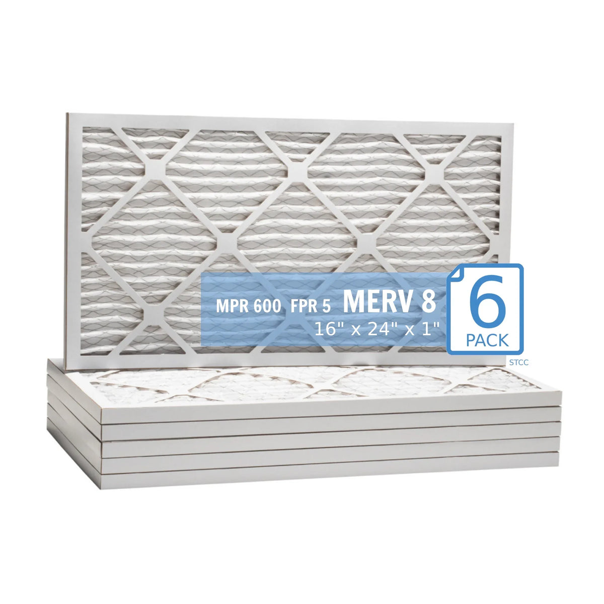 16x24x1, PuroLatitudeor / Air Guard  Hi-E 40 Extended Surface Pleated Air Filter, Mechanical MERV 8, (6 Pack)