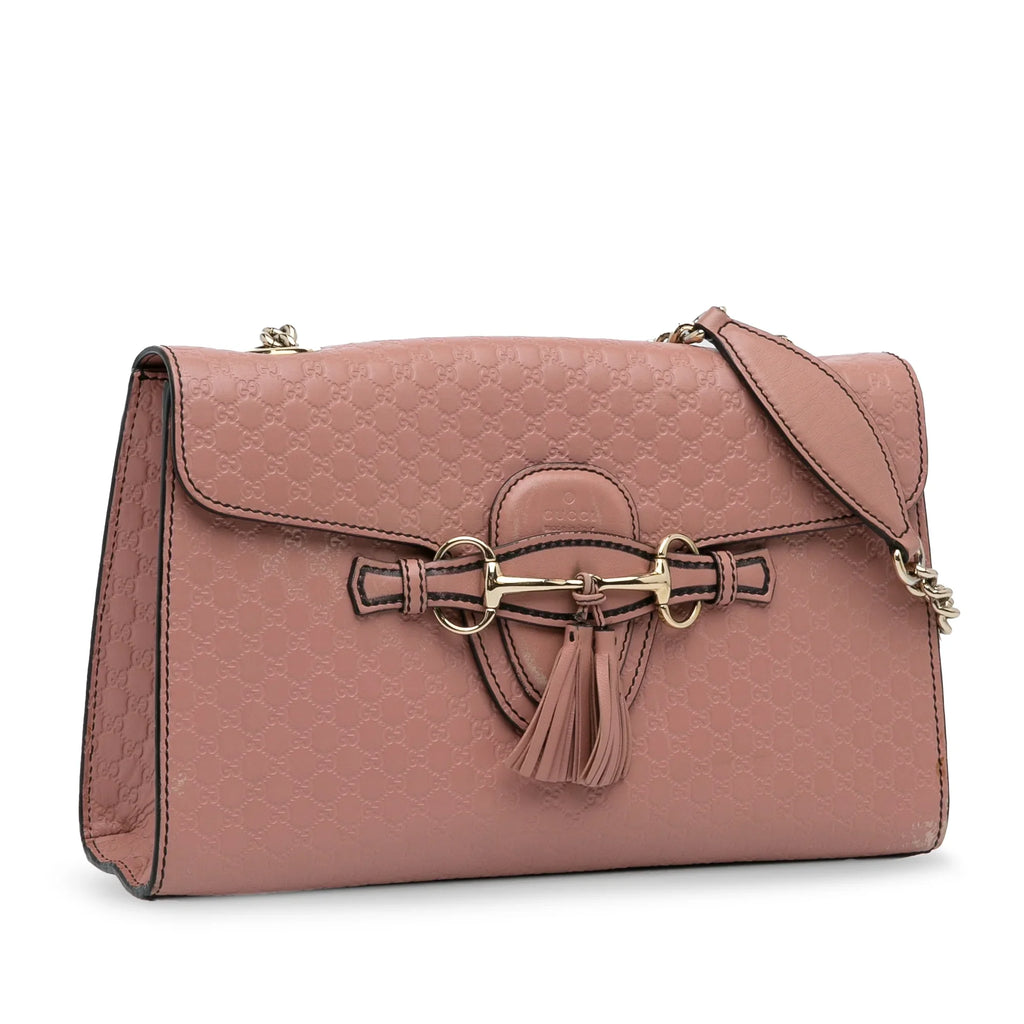 Pre-Owned Authenticated Gucci Medium Microguccissima Emily Shoulder Bag Calf Leather Pink Unisex (Good)