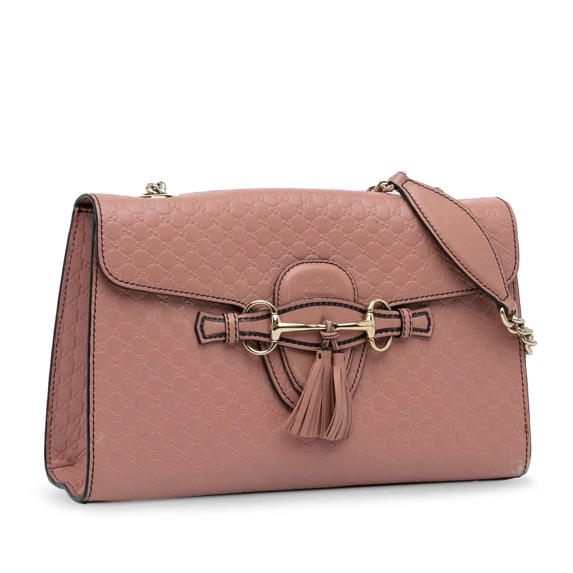 Pre-Owned Authenticated Gucci Medium Microguccissima Emily Shoulder Bag Calf Leather Pink Unisex (Good)
