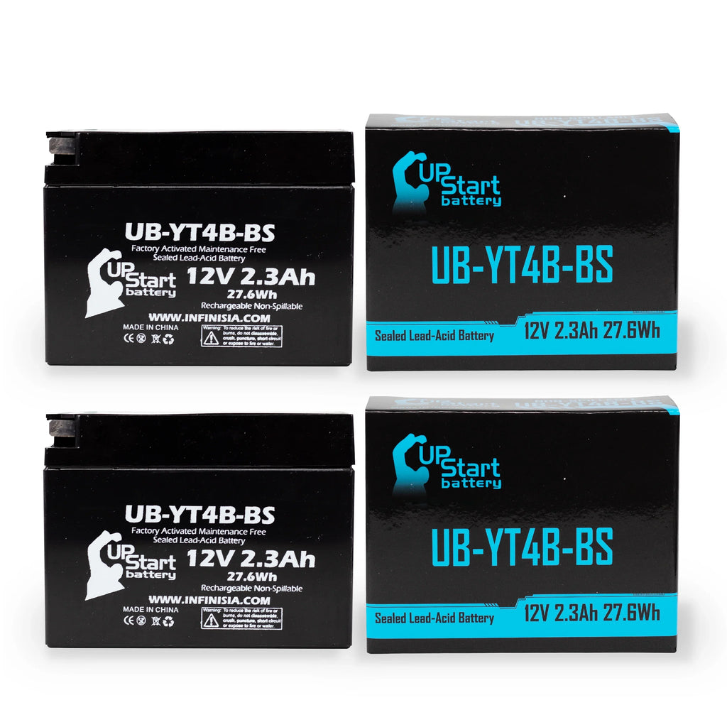 2-Pack UpStart Battery Replacement 2006 Yamaha SR400 400CC Factory Activated, Maintenance Free, Motorcycle Battery - 12V, 2.3Ah, UB-YT4B-BS