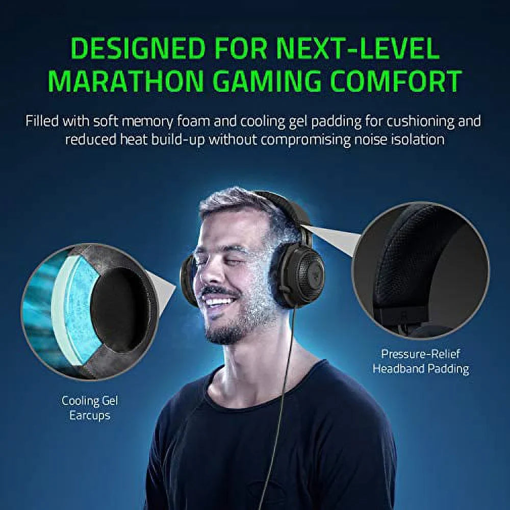 Razer Kraken Tournament Edition THX 7.1 Surround Sound Gaming Headset  Retractable Noise Cancelling Mic - USB DAC -  For PC  PS4  PS5  Nintendo Switch  Xbox One  Xbox Series X &amp; S  M