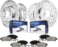 Detroit Axle - Brake Kit for Dodge Grand Caravan Journey Chrysler Town & Country Volkswagen Routan 11.89" Front & 12" Rear Drilled Slotted Disc Brake Rotors Replacement Ceramic Brakes Pads