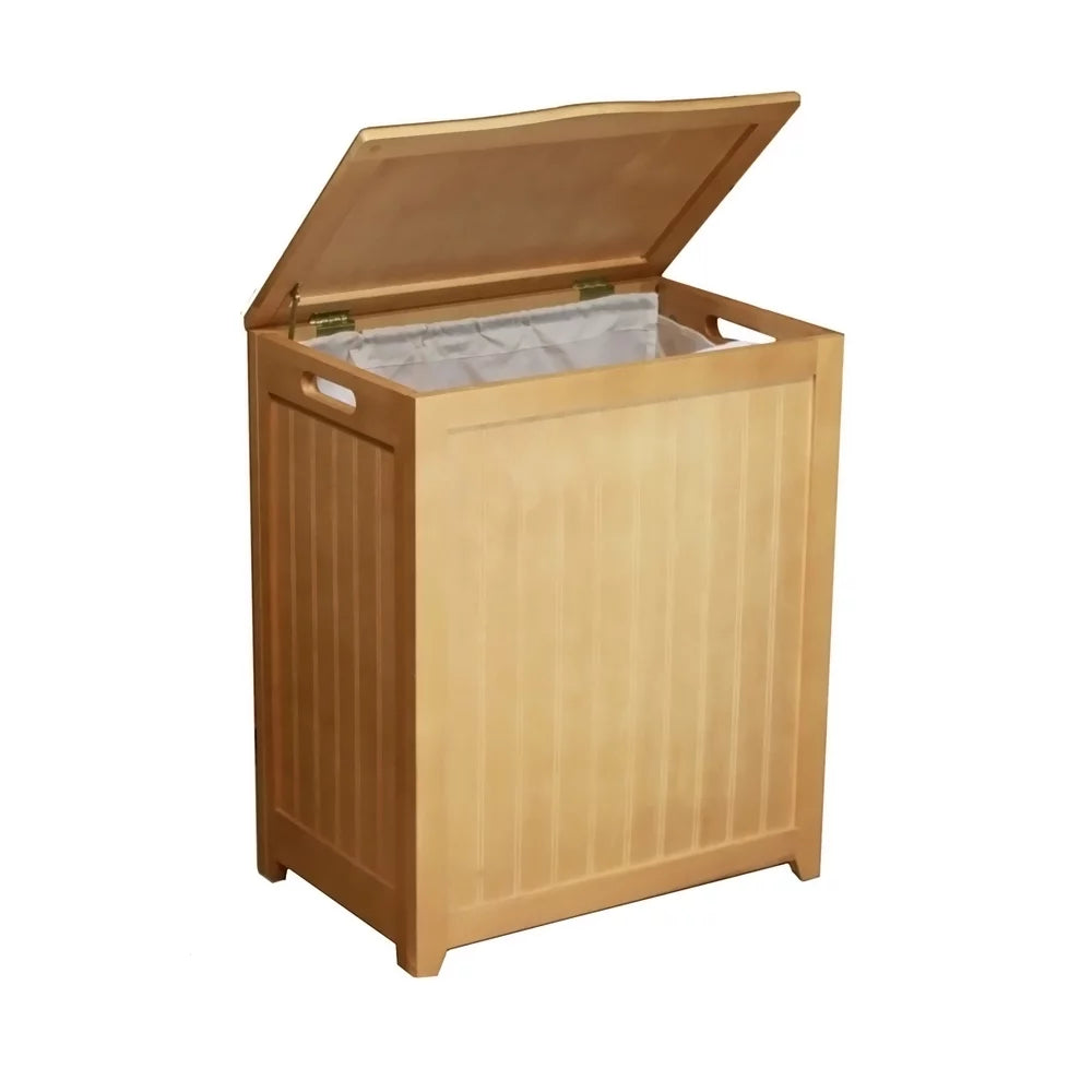 Oceanstar Natural Finished Rectangular Laundry Wood Hamper with Interior Bag RHP0109N