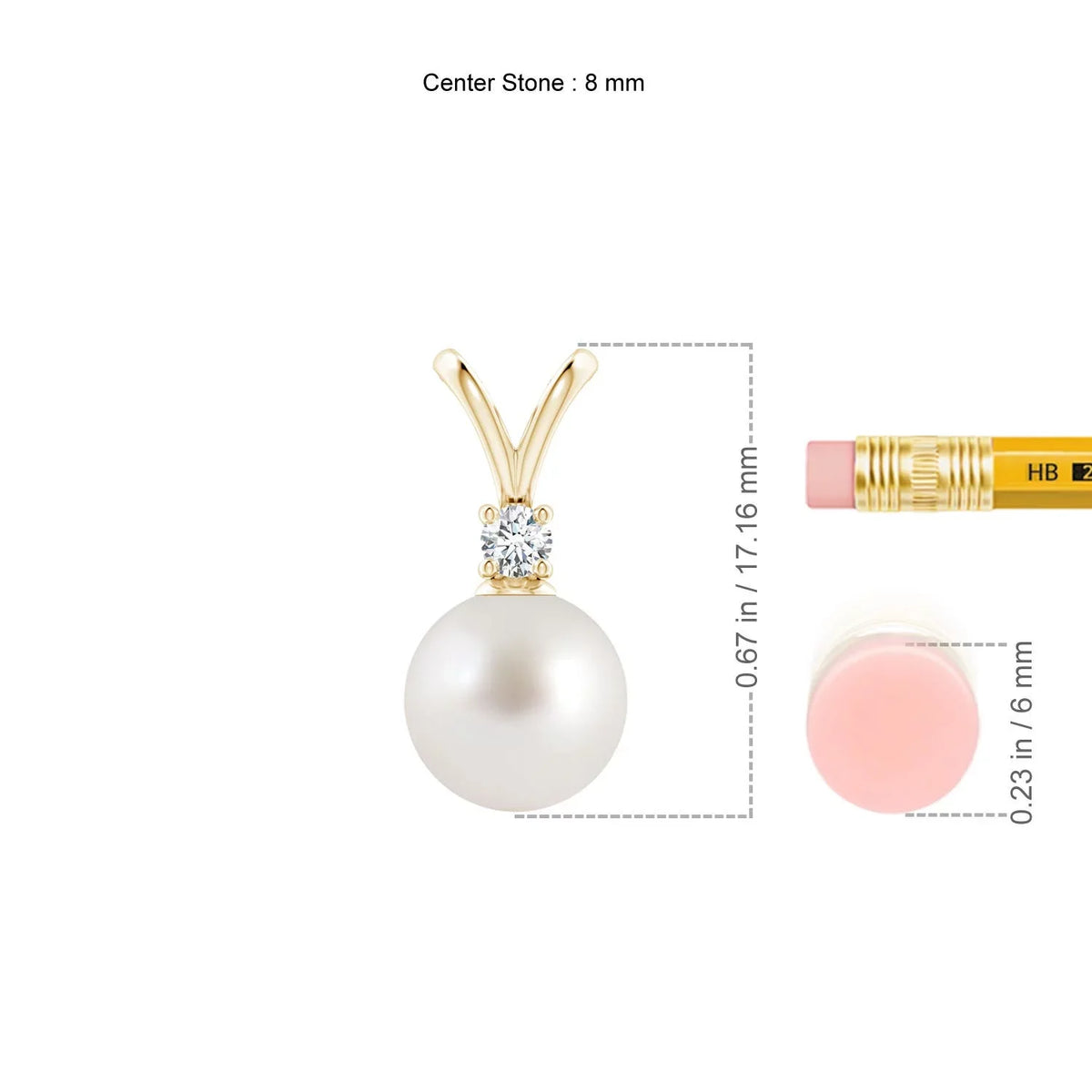 Angara South Sea Cultured Pearl V-Bale Pendant Necklace for Women, Girls in 14K Yellow Gold (Grade-AAA|Size-8mm) June Birthstone Jewelry Gifts for Her Birthday, Wedding, Engagement, Valentines Day