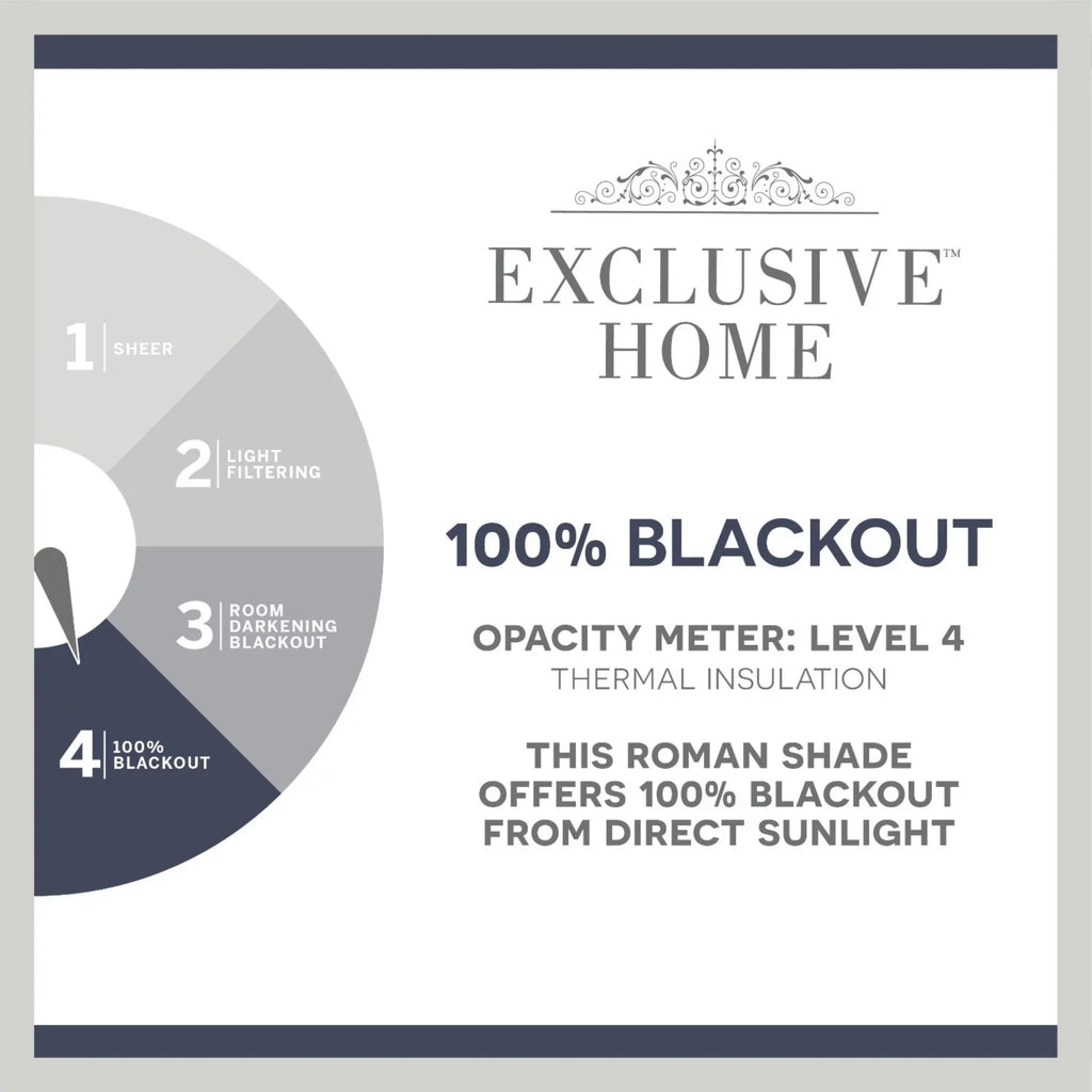 Exclusive Home Montague Trellis Total Blackout Roman Shade, 23"x64", Indigo