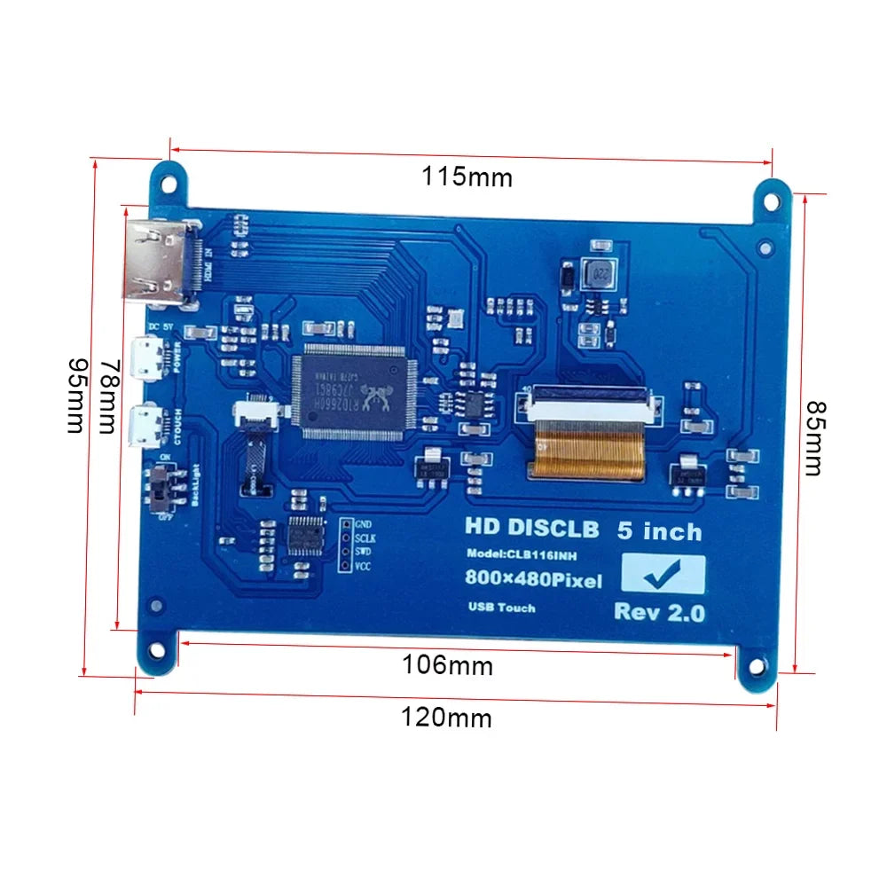 Andoer 5 Inch HD Capacitive Touchdisplay Display 800*480 Resolution Small Portable Monitor with USB HD Interface Compatible with Raspberry Pi Tool