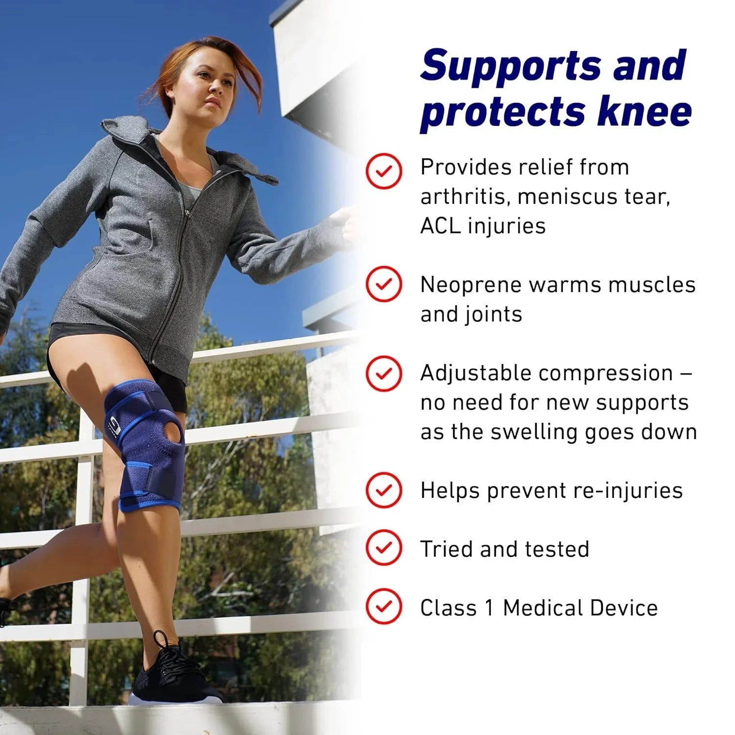 Neo-G Knee Support, Open Patella  Knee Support for Knee Pain Arthritis, Joint Pain Relief, Meniscus tear, runners knee, patella injuries  Knee support for women and men - Adjustable Compression