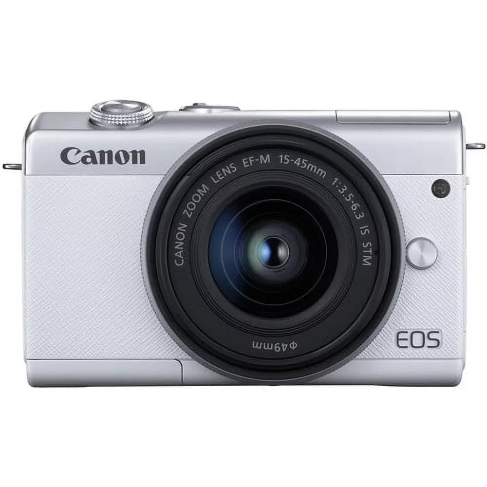 Canon EOS M200 Mirrorless Digital Camera with 15-45mm Lens (White) Kit with Spare Battery + 128GB Memory Card + More