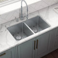 Ruvati USA RVM5099 31 in. Undermount 50-50 Double Bowl 16 Gauge Stainless Steel Kitchen Sink