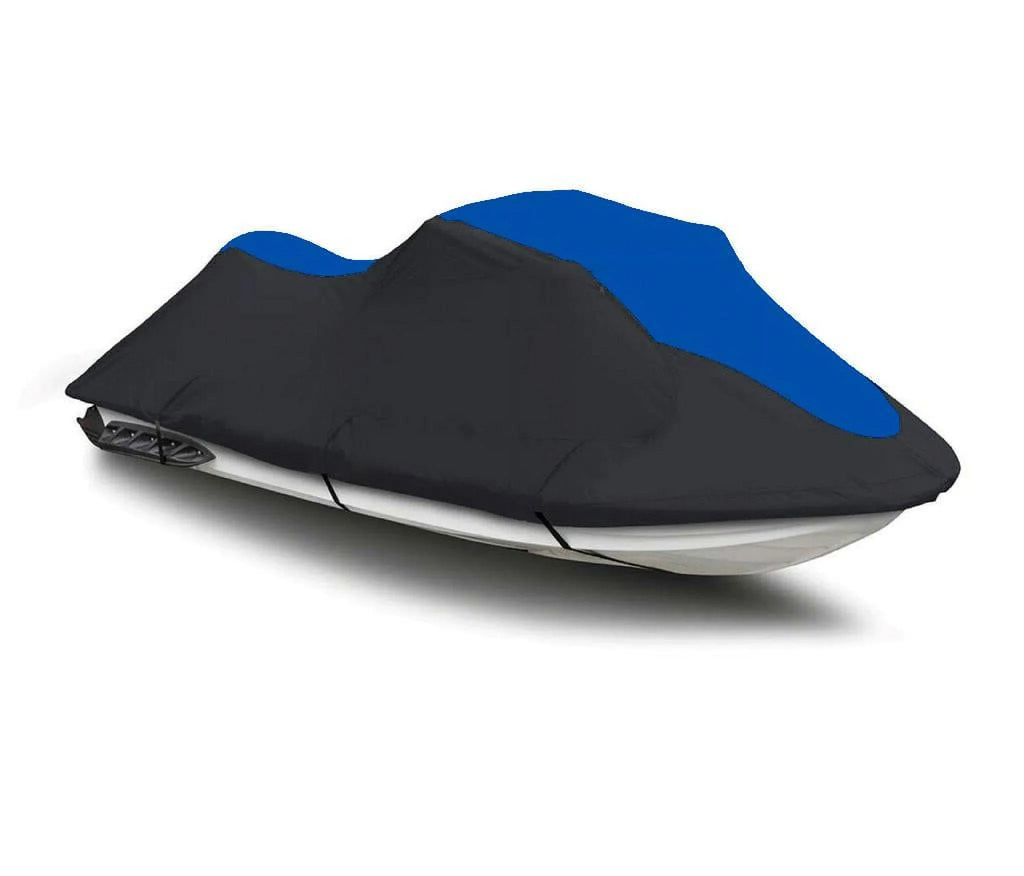 BLACK / BLUE HEAVY-DUTY, 600 DENIER Jet Ski PWC Watercraft Cover Compatible for Kawasaki Ultra LX 2007 2008 2009 2010 2011 2012 2013 2014 2015 2016 2017 2018 2019 2020 2021 2022