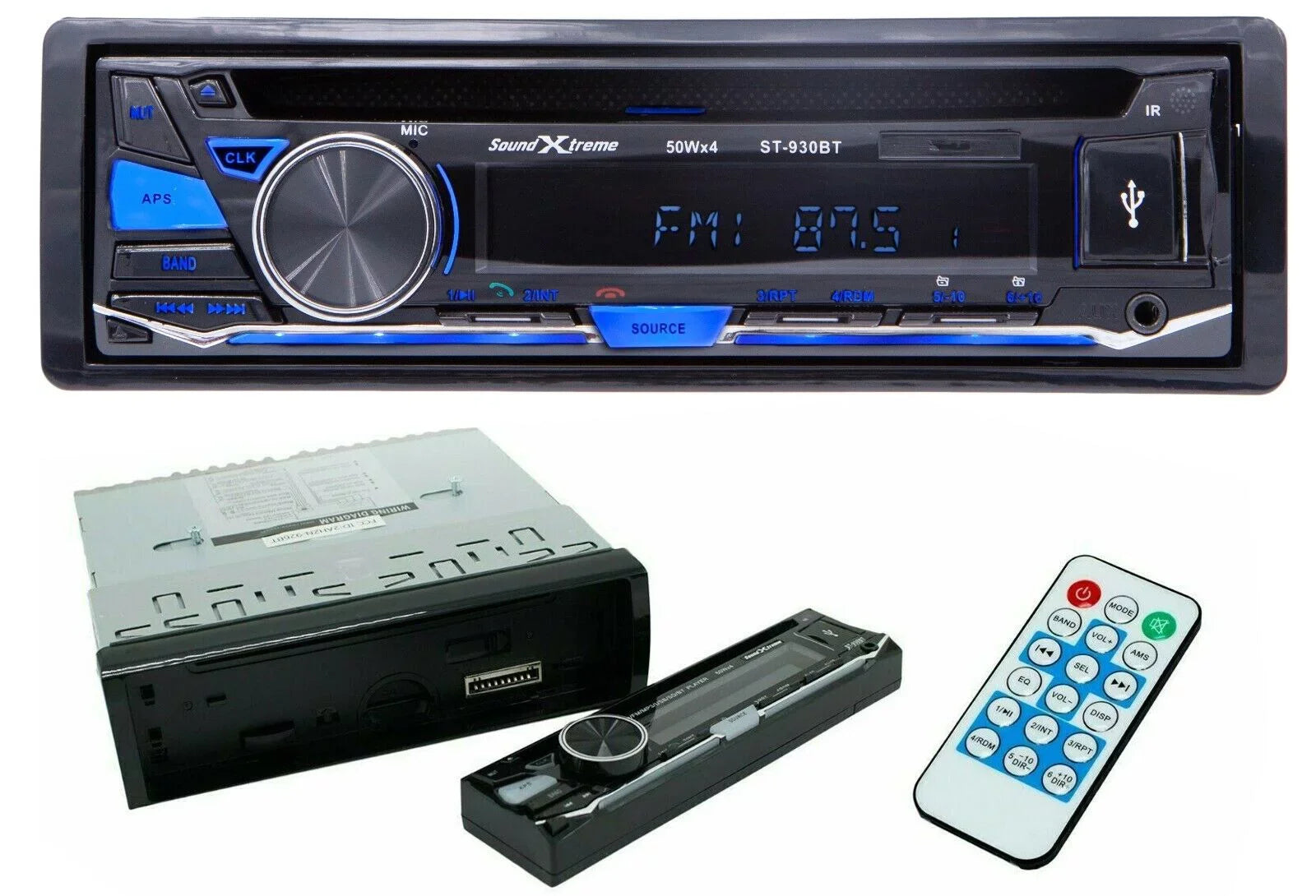 SoundXtreme Bluetooth Car Receiver USB SD FM +4x Audiobank 6x9" & 6.5" Speakers Bundle