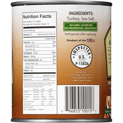 (6 Pack) Keystone All Natural Turkey 28 oz Can  Emergency Survival Food For Camping Hiking and Backpacking Ready to Eat- Pack of 6 Cans