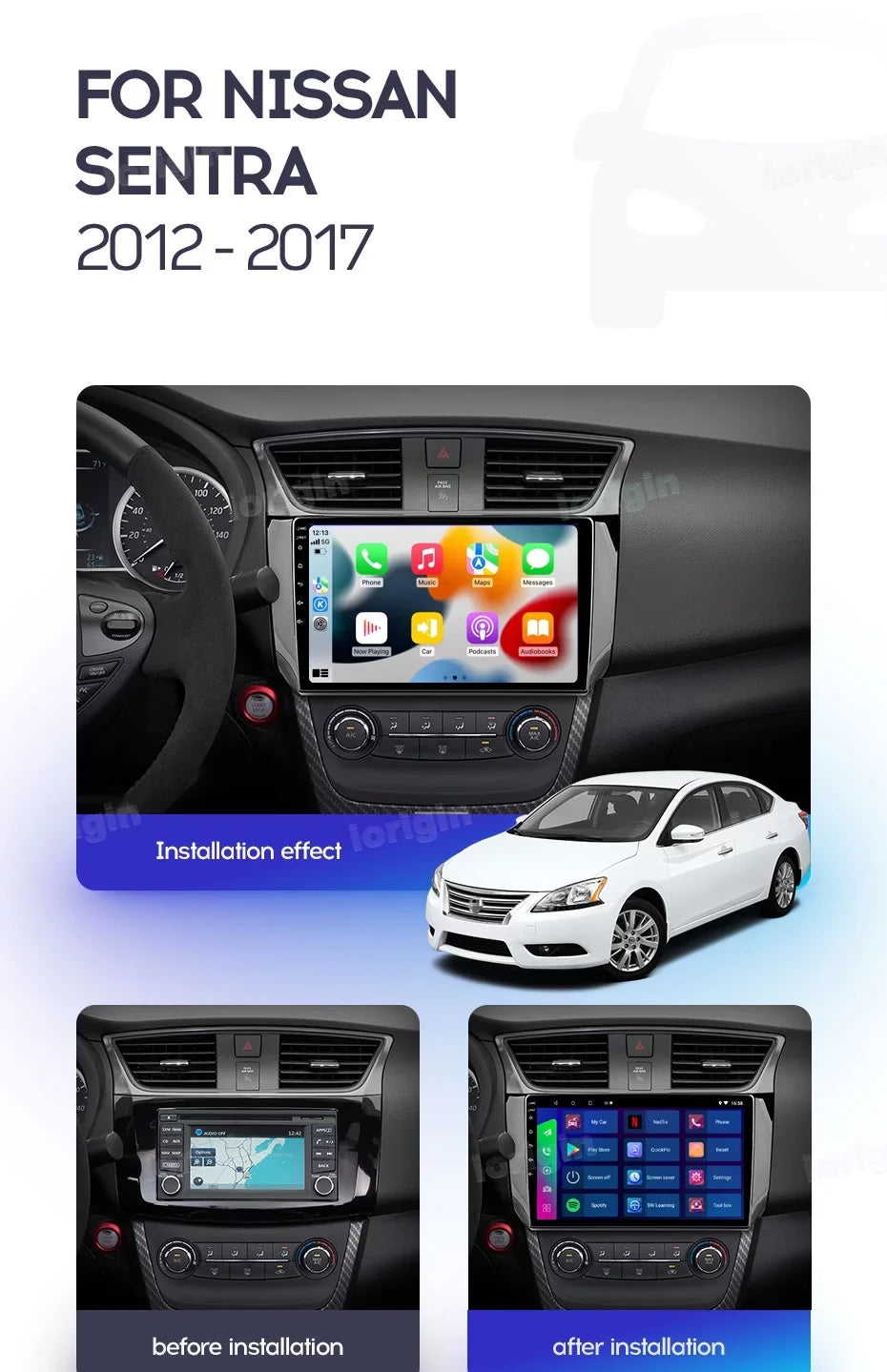 For Nissan Sentra B17 2012 - 2017 Car Radio Multimedia Video Player Navigation GPS Support carplay Android auto 2-16G with backup camera