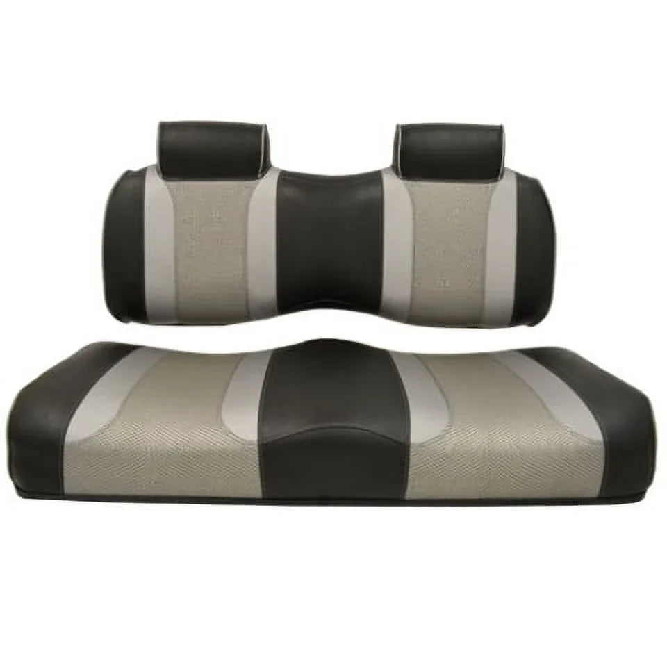 MadJax Tsunami Golf Cart Front Seat Cushions for Yamaha G29/Drive and Drive2 |Black/Liquid Silver Rush/Liquid Silver Wave |2007 - up
