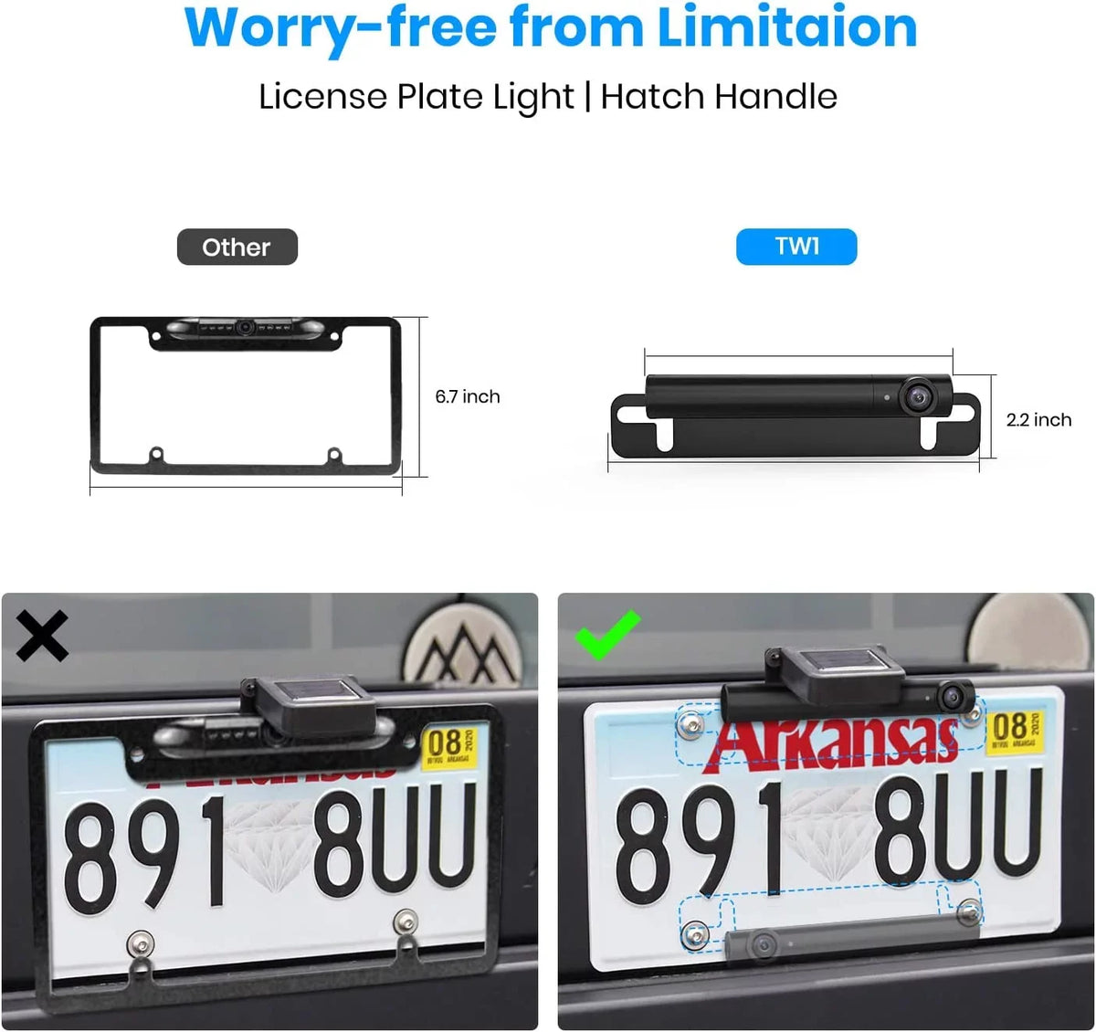 AUTO-VOX TW1 Wireless Backup Camera for Trucks, 3Mins DIY InstalLatitudeion, Mini Size Back Up Camera Systems for Car, Super Night Vision Rear/Front View with 5'' Monitor