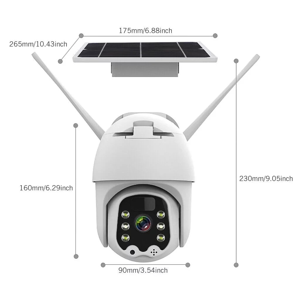 Home Wireless Security Camera System, Solar Battery Powered Wifi Camera Outdoor Pan/Tilt, Night Vision, Two Way Talk, Works with Android/Ios Assistant/Cloud, with 32GB Momery Card