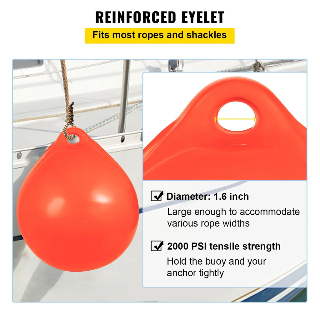 BENTISM Boat Buoy Ball, 27in Diameter InfLatitudeable Heavy-Duty Marine-Grade Vinyl Marker Buoy, Round Boat Mooring Buoy, Anchoring, Rafting, Marking, Fishing, Orange