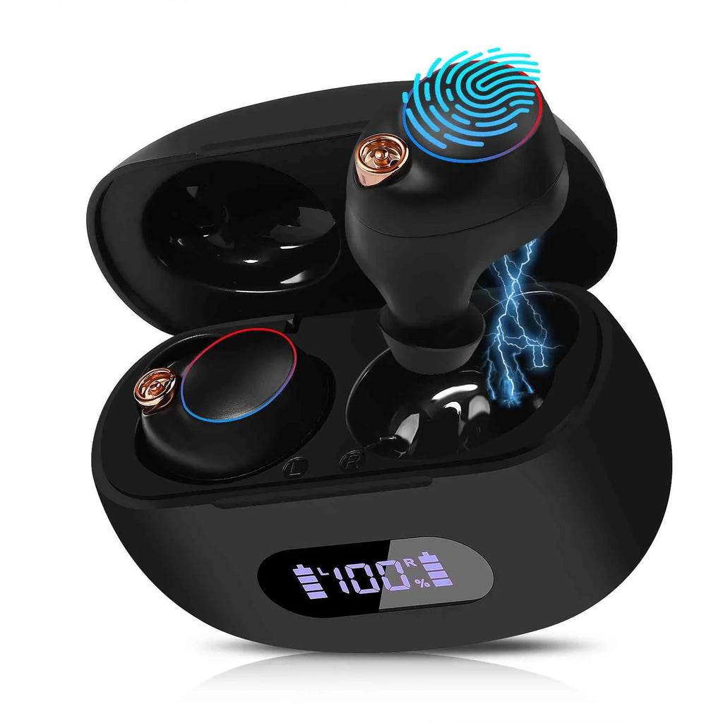 UrbanX True Wireless Bluetooth Earbuds + Charging Case, Black, Dual Connect, IPX5 Water Resistance, Bluetooth 5.2 Connection, Balanced, Bass Boost Compatible with Lenovo Tab M9