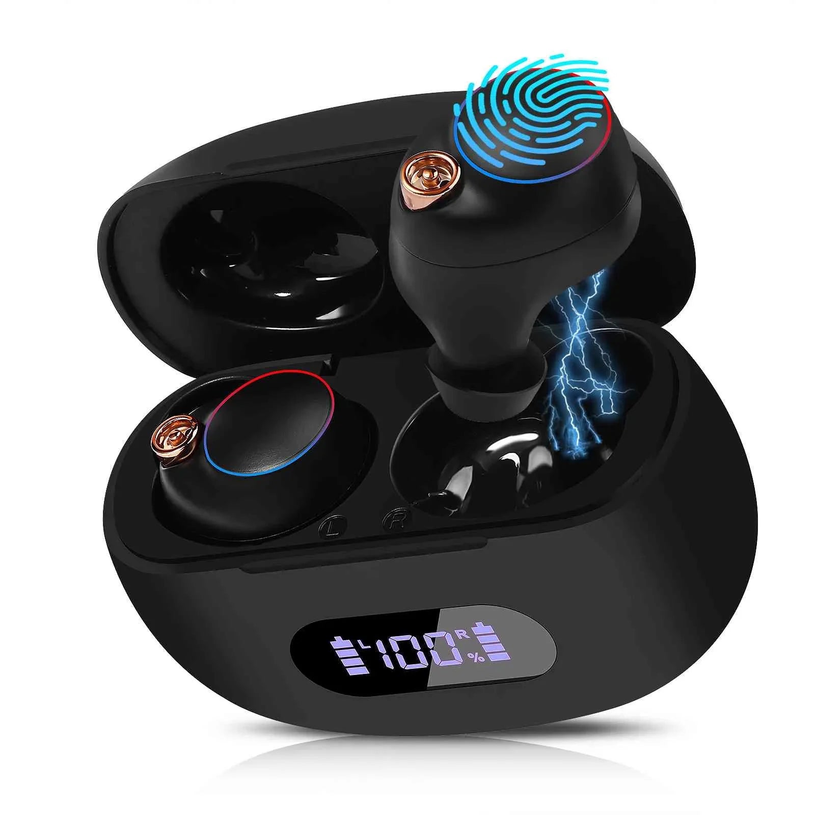 UrbanX True Wireless Bluetooth Earbuds + Charging Case, Black, Dual Connect, IPX5 Water Resistance, Bluetooth 5.2 Connection, Balanced, Bass Boost Compatible with Lenovo Tab M9