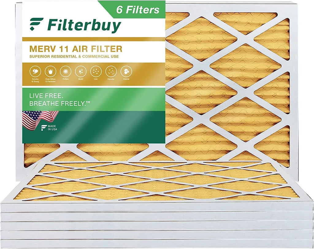 Filterbuy 14x30x1 MERV 11 Pleated HVAC AC Furnace Air Filters (6-Pack)