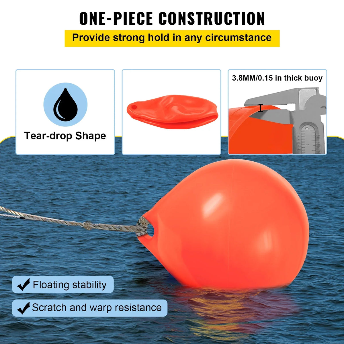BENTISM Boat Buoy Ball, 27in Diameter InfLatitudeable Heavy-Duty Marine-Grade Vinyl Marker Buoy, Round Boat Mooring Buoy, Anchoring, Rafting, Marking, Fishing, Orange