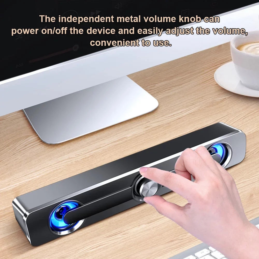 Wired Speaker, V-111 Computer Speaker USB Wired Powerful Bar Stereo Subwoofer Bass Speaker Surround Sound Box for PC Laptop Phone Tablet MP3 MP4