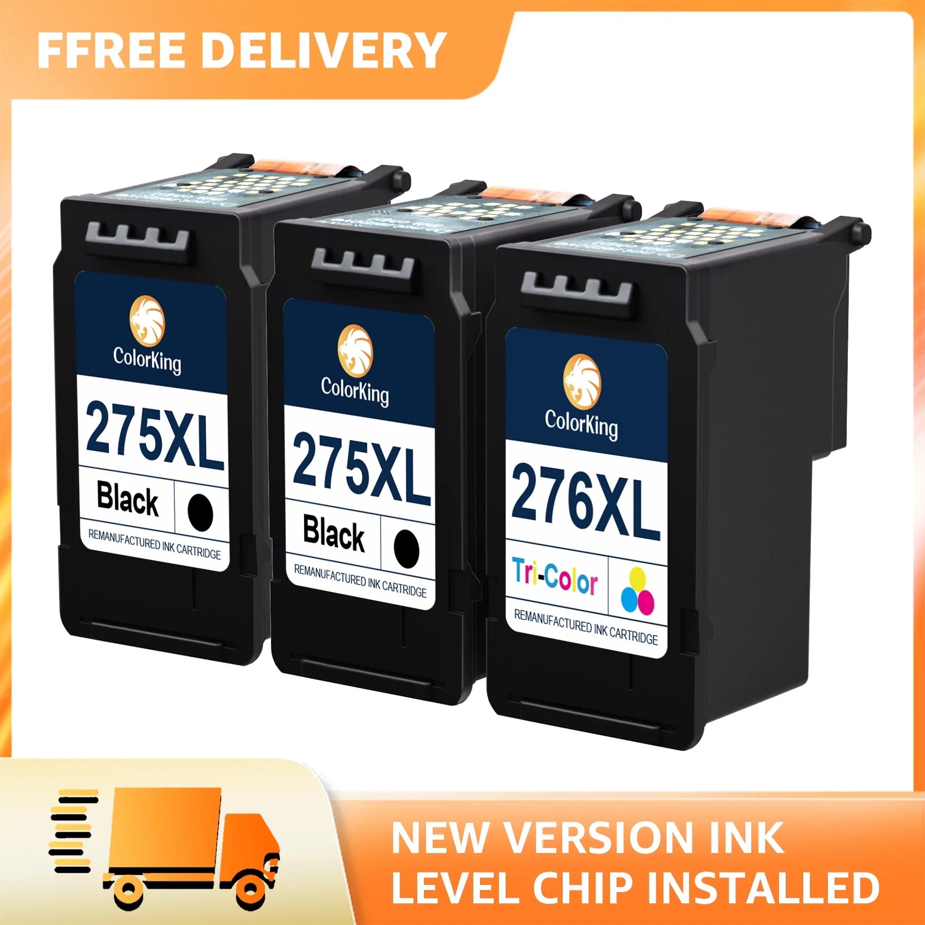 275XL 276XL Ink Cartridge Replacement for Canon PG-275 CL-276 275 276 Combo XL Compatible with Canon PIXMA TS3520 TS3522 TS3500 TR4720 TR4722 TR4700 Printer(2 Black, 1 Color)