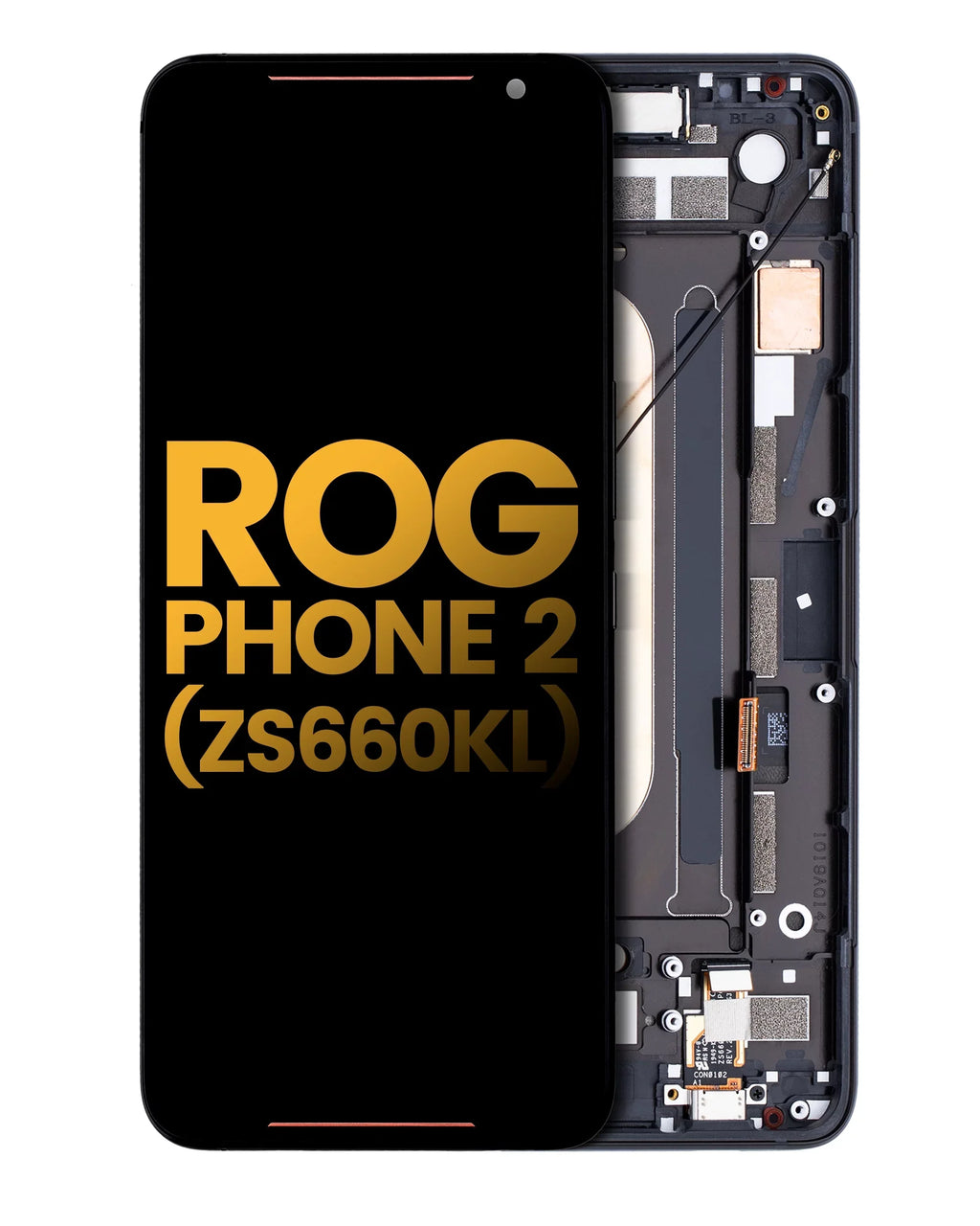 Replacement OLED Assembly With Frame Compatible For Asus ROG Phone 2 (ZS660KL) (Refurbished) (Matte Black)