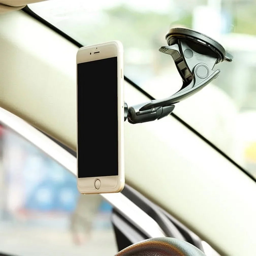 Premium Magnetic Car Mount Dash Windshield Holder Window Rotating Dock Stand Strong Grip Adjustable Suction QQP for Samsung Galaxy J7 Perx V (2017), Mega 2 Note 2 On5 Prevail LTE S4, S5 Active, Mini