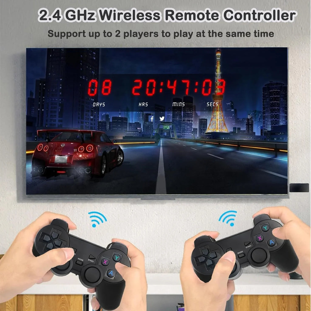 Wireless Retro Game Console, Plug and Play Video Game Stick Built in 20000+ Games,9 Classic EmuLatitudeors, 4K High Definition HD Output for TV with Dual 2.4G Wireless Controllers