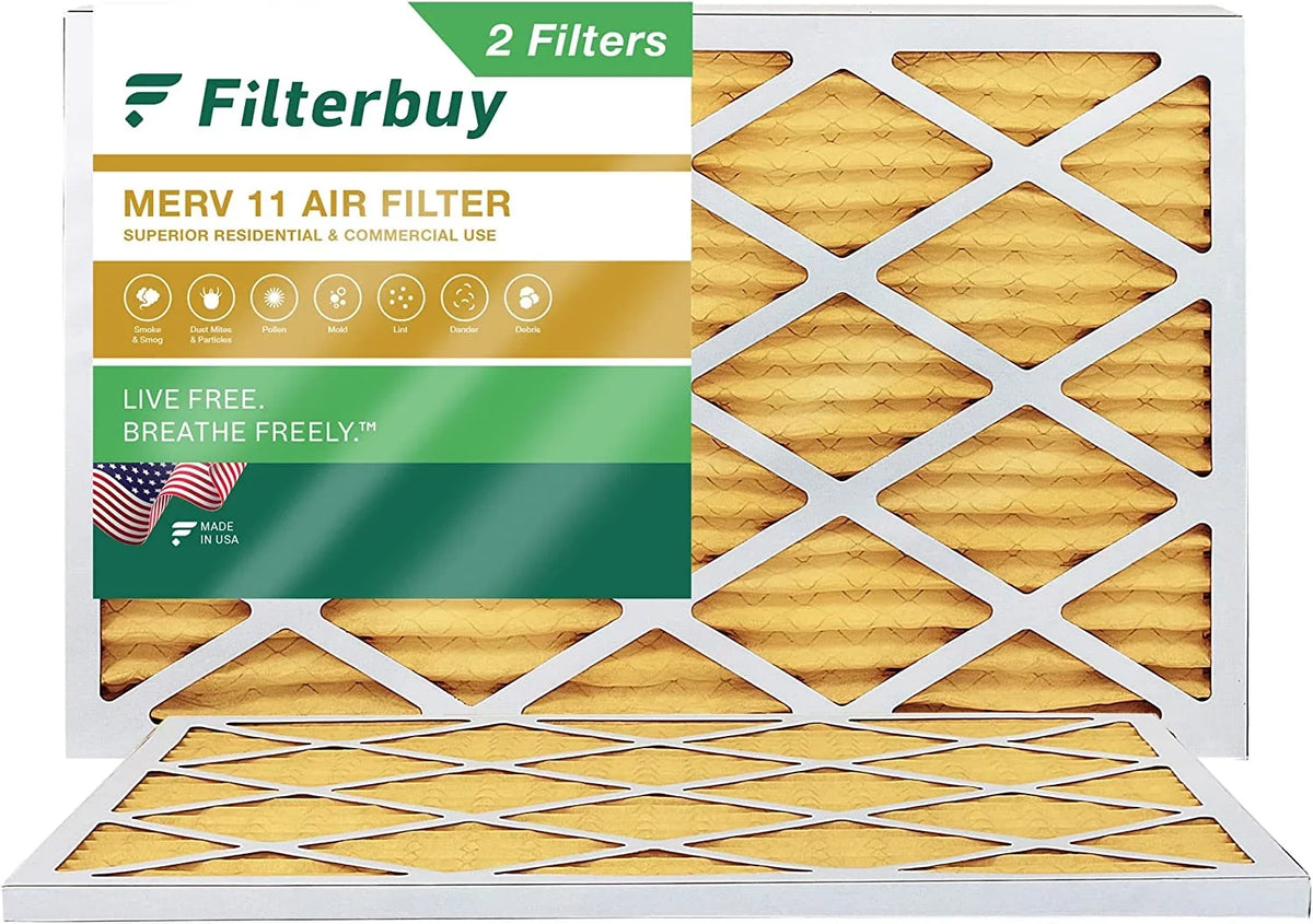 Filterbuy 14x24x1 MERV 11 Pleated HVAC AC Furnace Air Filters (2-Pack)
