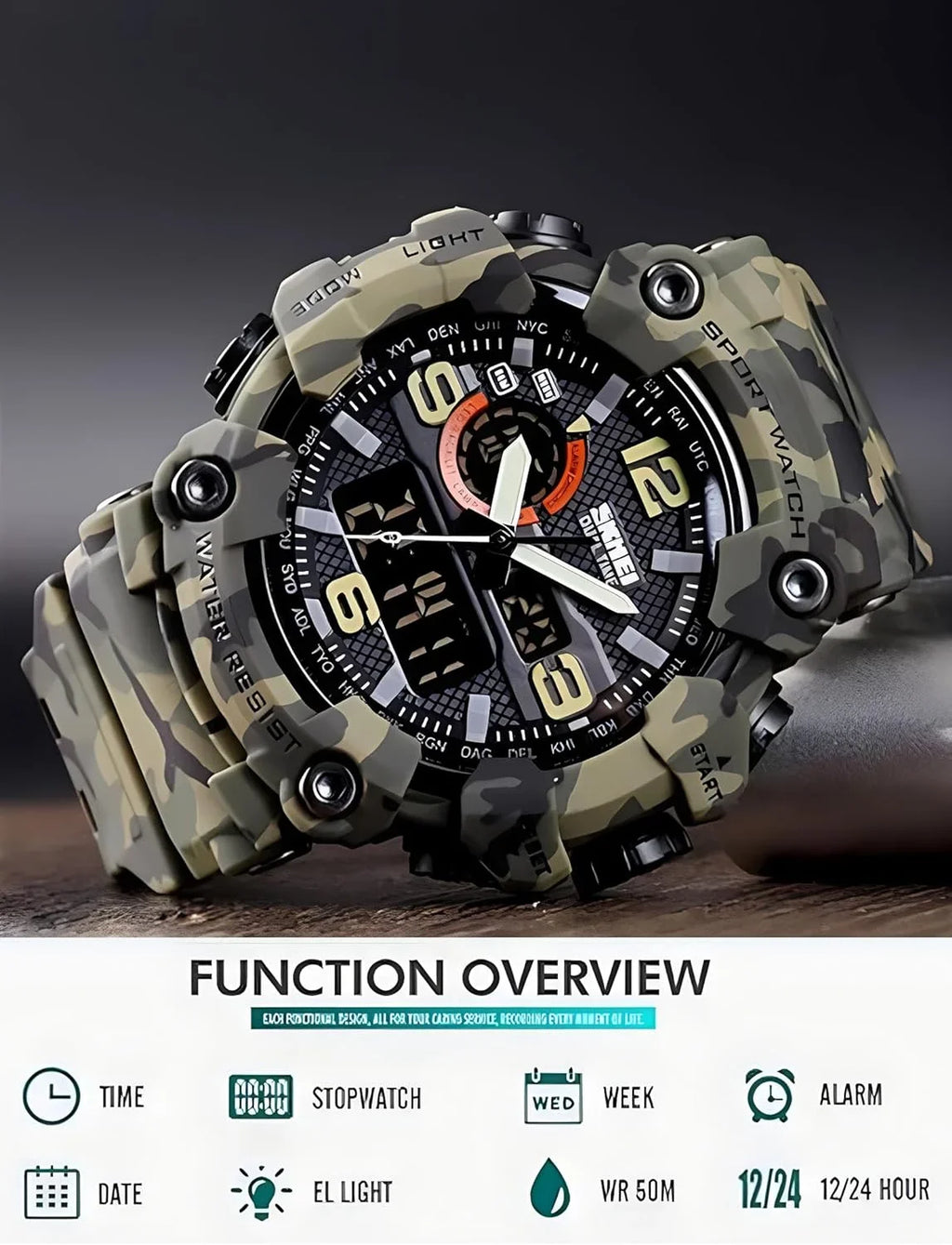 Gosasa Men's Watches Multi Function Military S-Shock Sports Watch LED Digital Waterproof Alarm Watches…