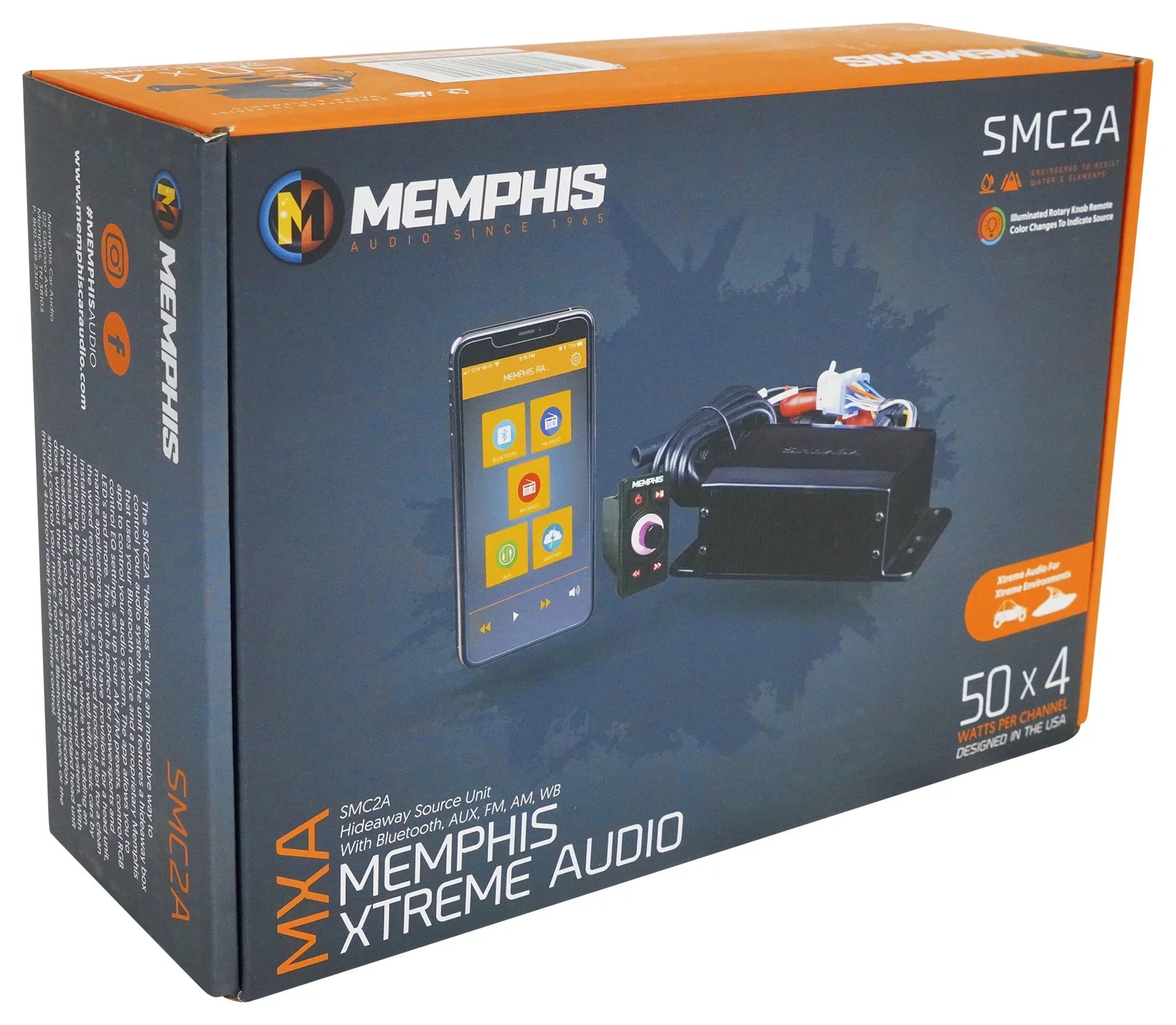 Memphis Audio SMC2A Hidden Marine Bluetooth Receiver Source Unit RZR/ATV/UTV