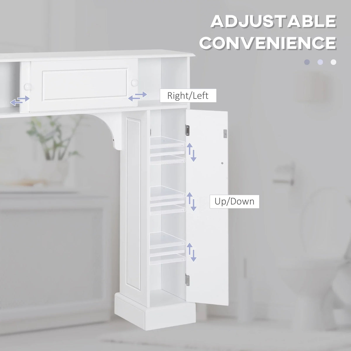 kleankin Over the Toilet Bathroom Cabinet, Freestanding Bathroom Storage Organizer with Adjustable Shelves, Toilet Rack, White