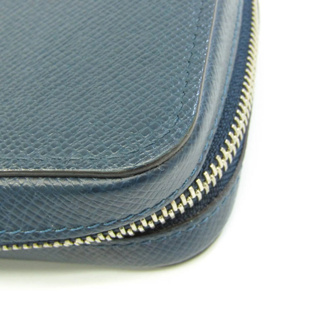 Pre-Owned Louis Vuitton Taiga Zippy XL M64019 Men's Taiga Leather Long Wallet (bi-fold) Navy Blue (Good)