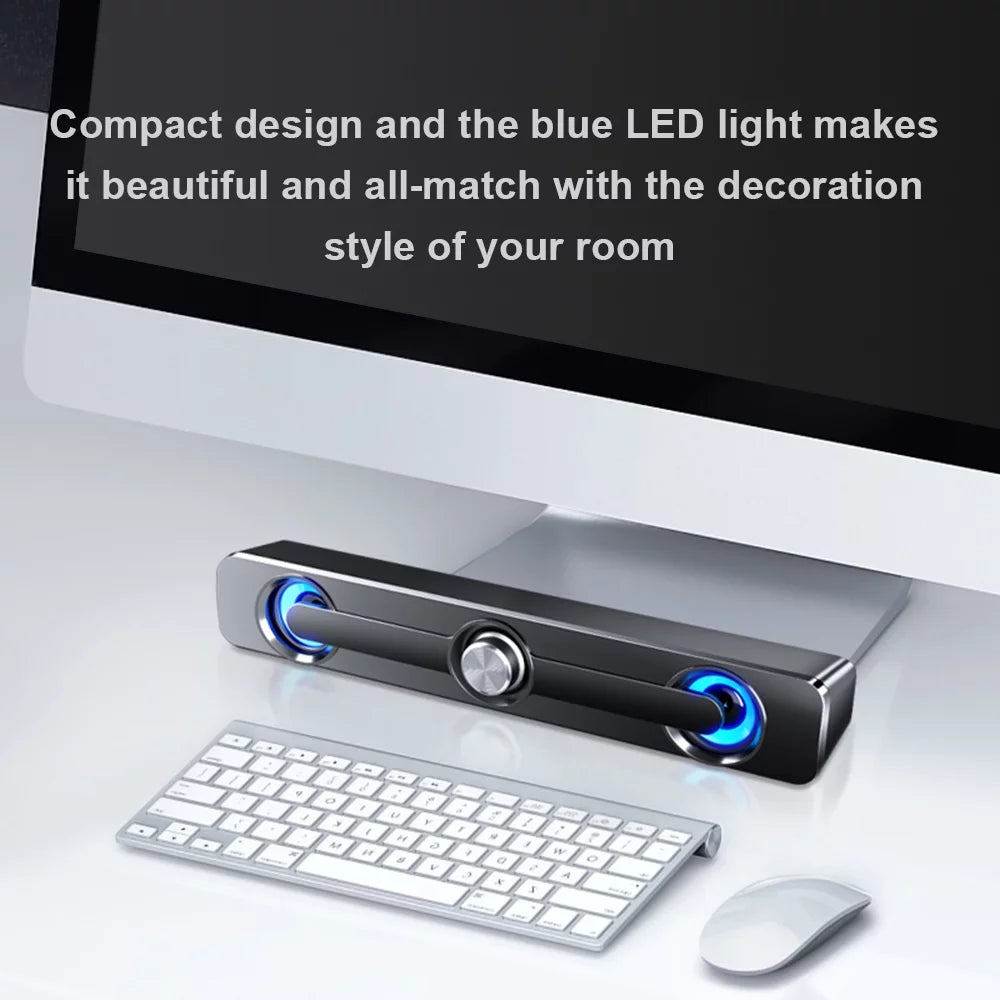Wired Speaker, V-111 Computer Speaker USB Wired Powerful Bar Stereo Subwoofer Bass Speaker Surround Sound Box for PC Laptop Phone Tablet MP3 MP4