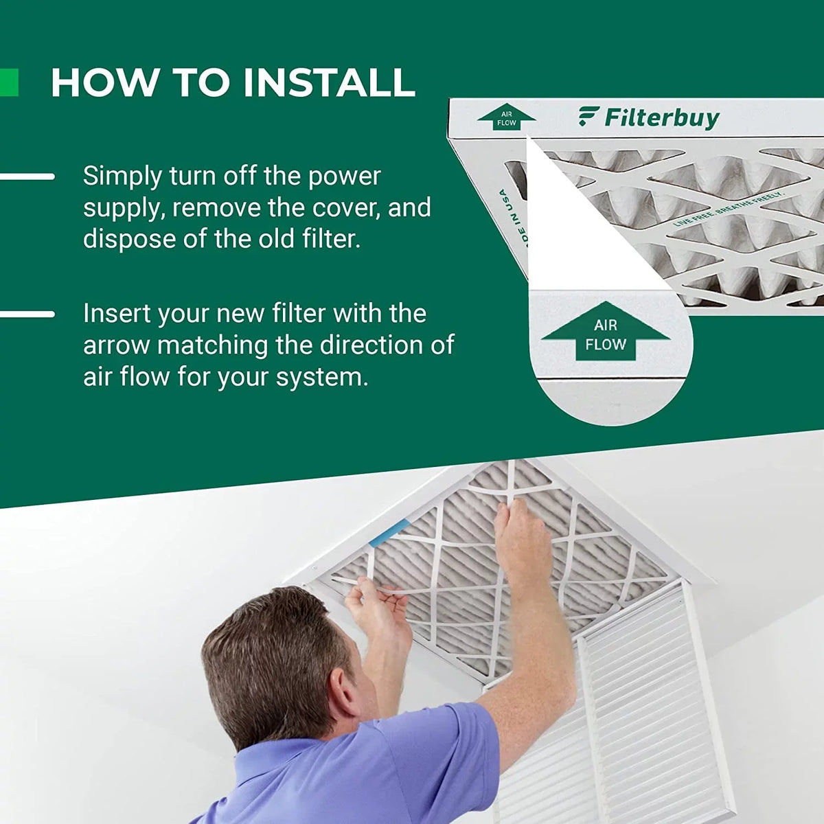Filterbuy 20x23x1 MERV 8 Odor Eliminator Pleated HVAC AC Furnace Air Filters with Activated Carbon (1-Pack)