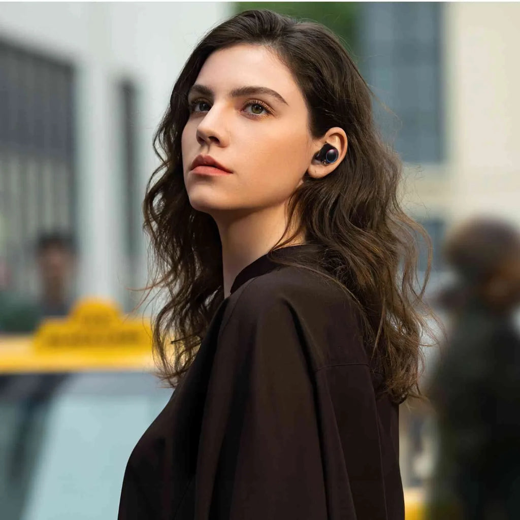 UrbanX True Wireless Bluetooth Earbuds + Charging Case, Black, Dual Connect, IPX5 Water Resistance, Bluetooth 5.2 Connection, Balanced, Bass Boost Compatible with Lenovo Tab M9