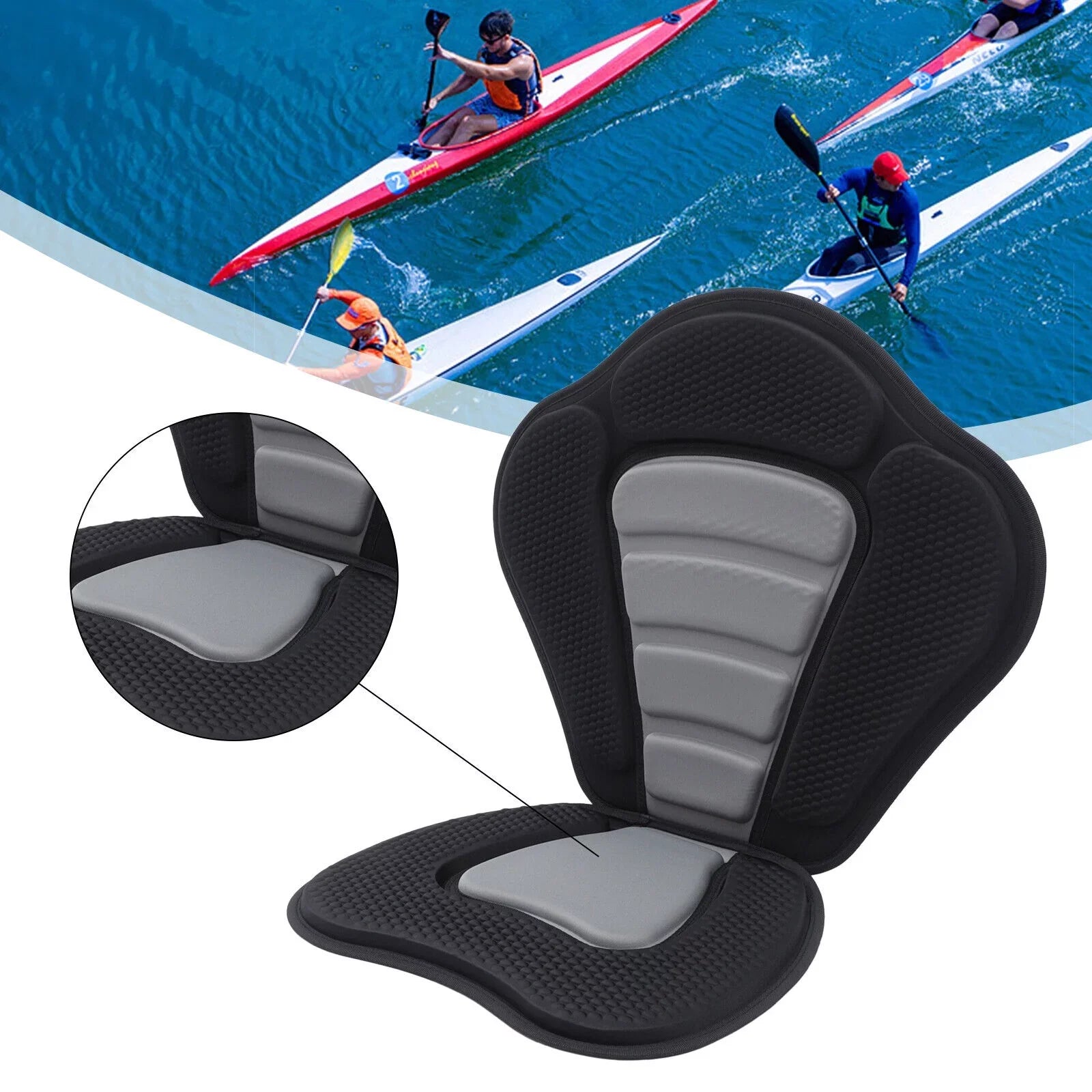 Padded Kayak Seat Cushion Seat Comfortable Rest Kayak Seat w/ Storage Bag Seat