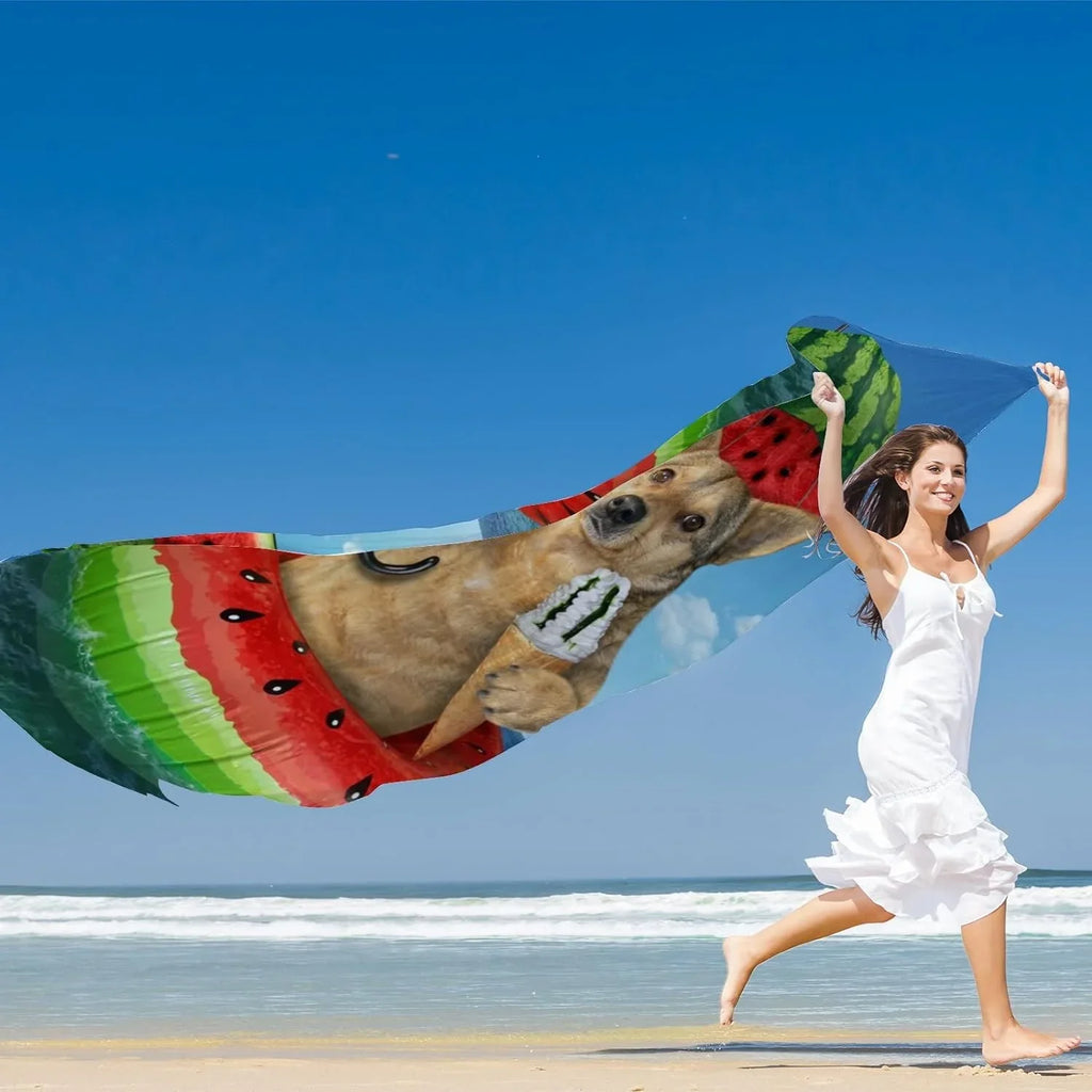 Hyjoy Dog On Watermelon InfLatitudeable Circle Long Silk Neck Scarf Lightweight Shawl Wrap Scarves for Women Girls