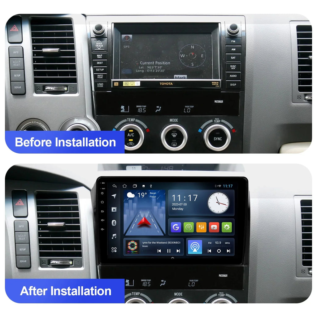 2+32G 10.1 inches Android 10 Double Din Car Stereo for Toyota Tundra 2007-2013 & Sequoia 2008-2018 IPS Touchdisplay Screen Car Radio with Carplay & Android Auto Support Backup Camera GPS Navi FM BT